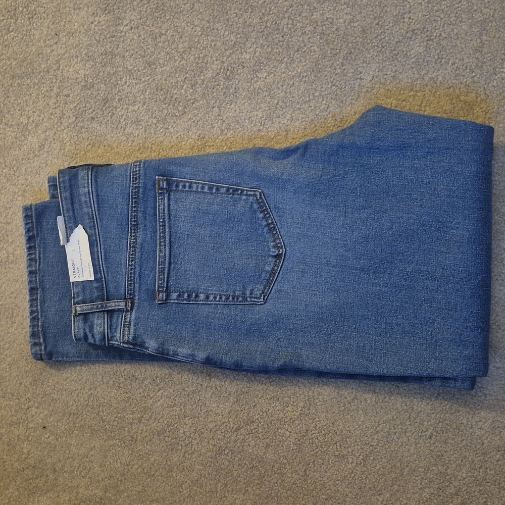 LOFT Medium Blue Straight Curvy High-Rise Jeans - Picture 6 of 10
